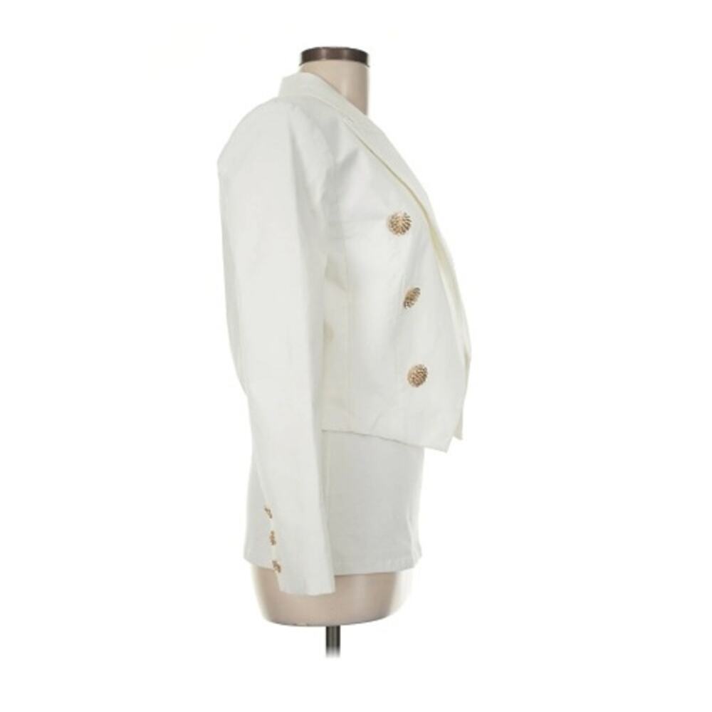NWT LAGENCE Ivory White Crop Blazer Gold Button Double Breast Size 6 Work Blazer - Picture 6 of 10